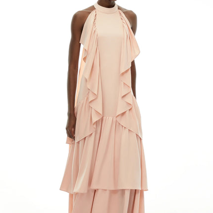 Ambre Pink Ruched Sleeveless Maxi Dress
