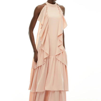 Ambre Pink Ruched Sleeveless Maxi Dress