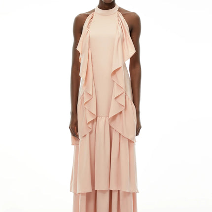 Ambre Pink Ruched Sleeveless Maxi Dress