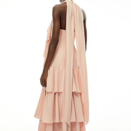Ambre Pink Ruched Sleeveless Maxi Dress