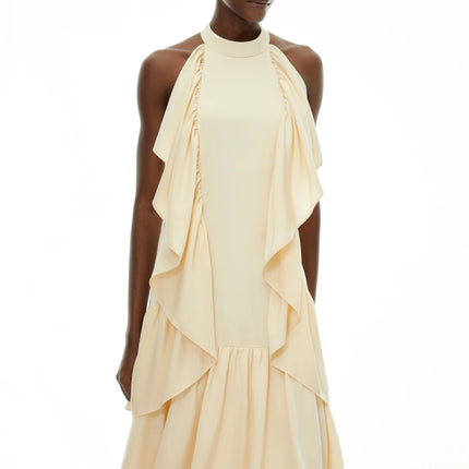 Ambre Yellow Ruched Sleeveless Maxi Dress