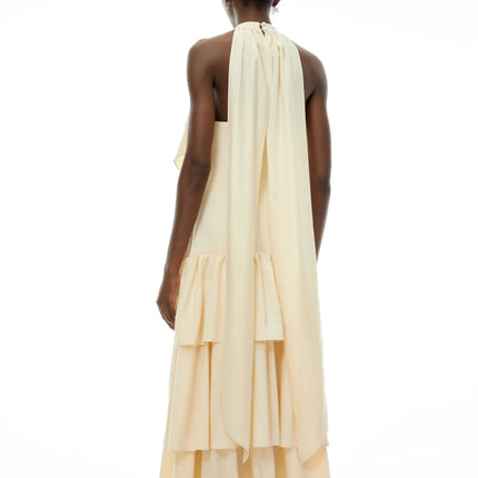 Ambre Yellow Ruched Sleeveless Maxi Dress
