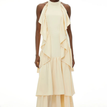 Ambre Yellow Ruched Sleeveless Maxi Dress