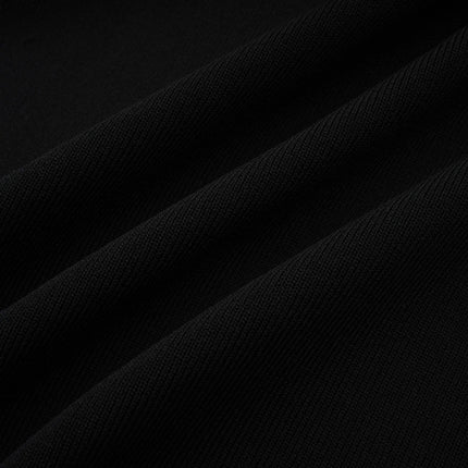 Amelia Black Midi Dress Ruffled Spread Collar Buttoned Cuffs Hem Long Length Front Button Placket Viscose Polyamide Polyester Elegant Sophisticated Graceful