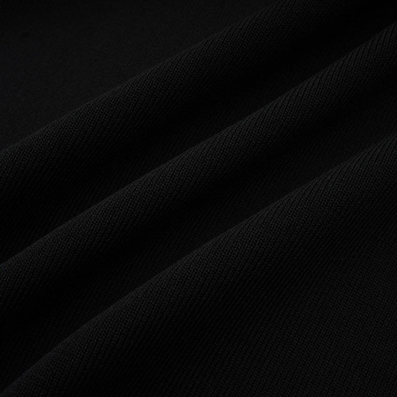 Amelia Black Midi Dress Ruffled Spread Collar Buttoned Cuffs Hem Long Length Front Button Placket Viscose Polyamide Polyester Elegant Sophisticated Graceful
