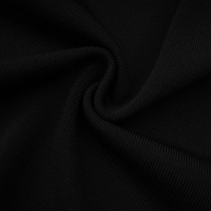 Amelia Black Midi Dress Ruffled Spread Collar Buttoned Cuffs Hem Front Button Placket Long Length Viscose Polyamide Polyester