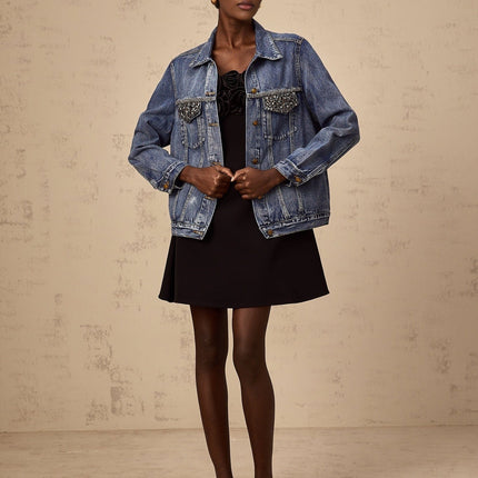 Amelia Blue Denim Jacket Rhinestone Embellished