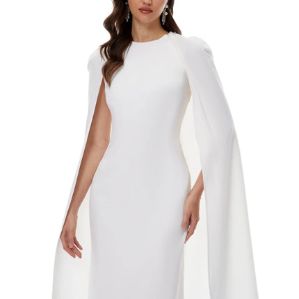 Amelia White Cape Effect Midi Dress