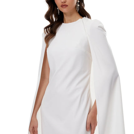 Amelia White Cape Effect Midi Dress