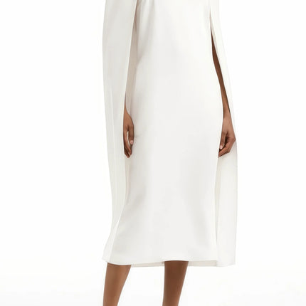 Amelia White Cape Effect Midi Dress