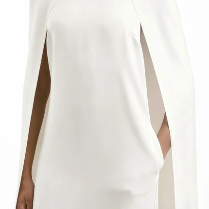 Amelia White Cape Effect Midi Dress