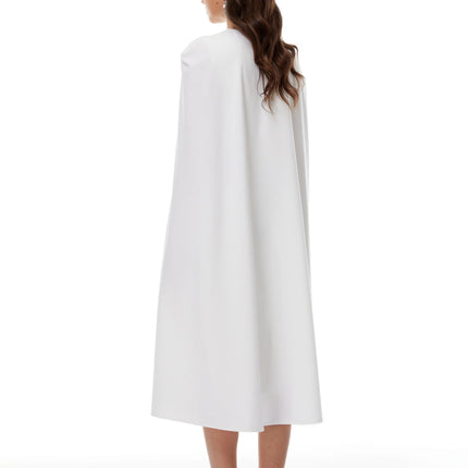 Amelia White Cape Effect Midi Dress