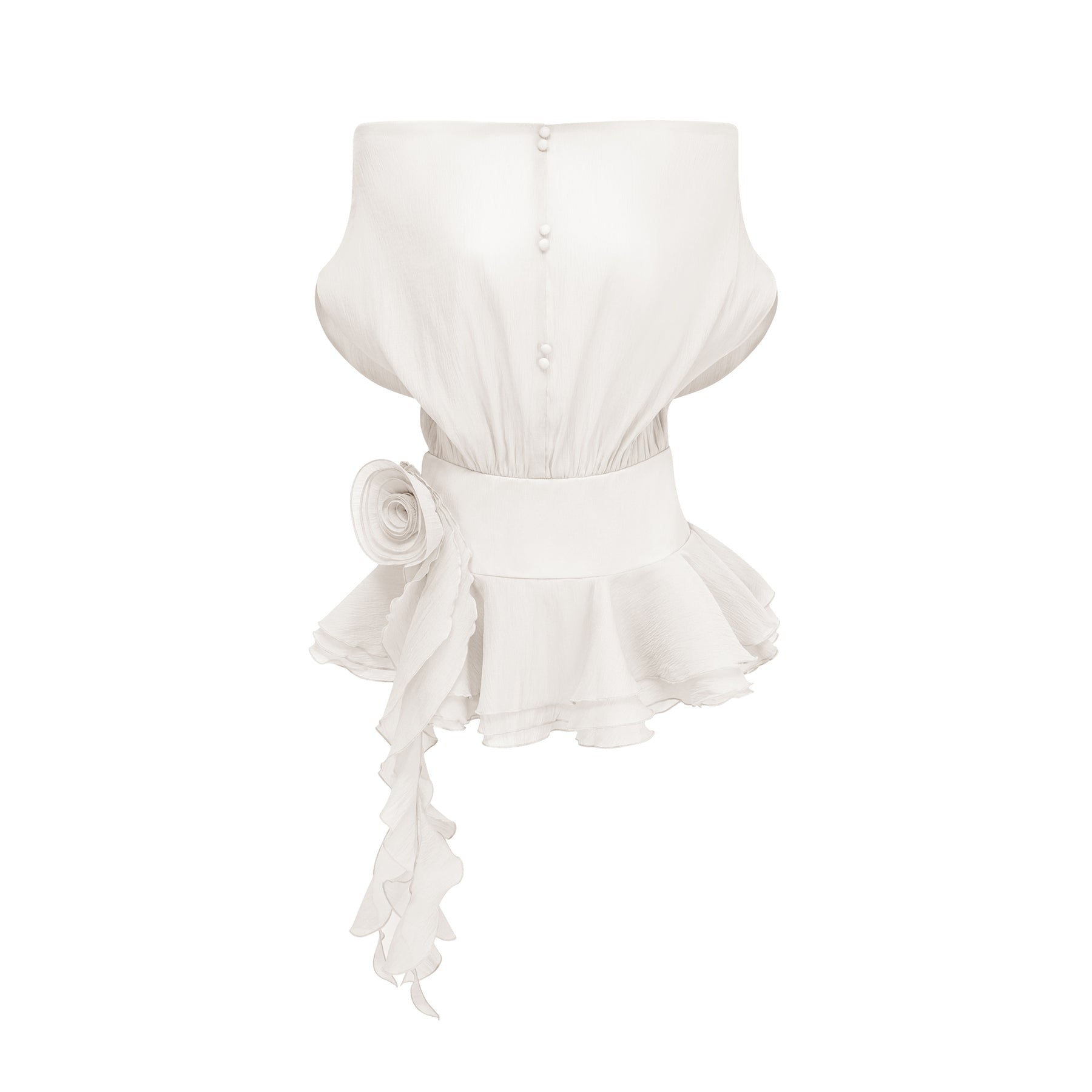 Amélie Womens White Floral Appliqué Flounced Mini Dress