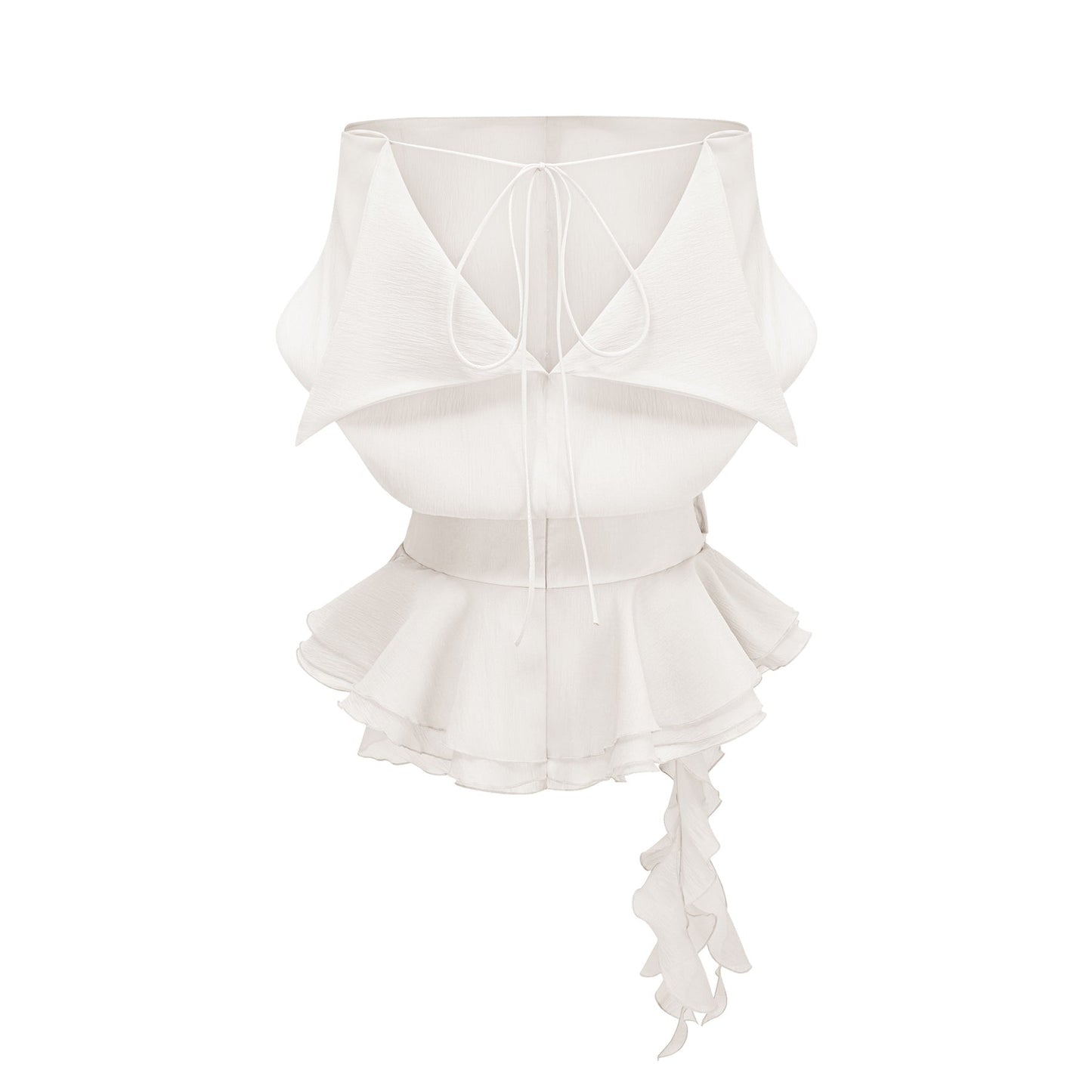 Amélie Womens White Floral Appliqué Flounced Mini Dress
