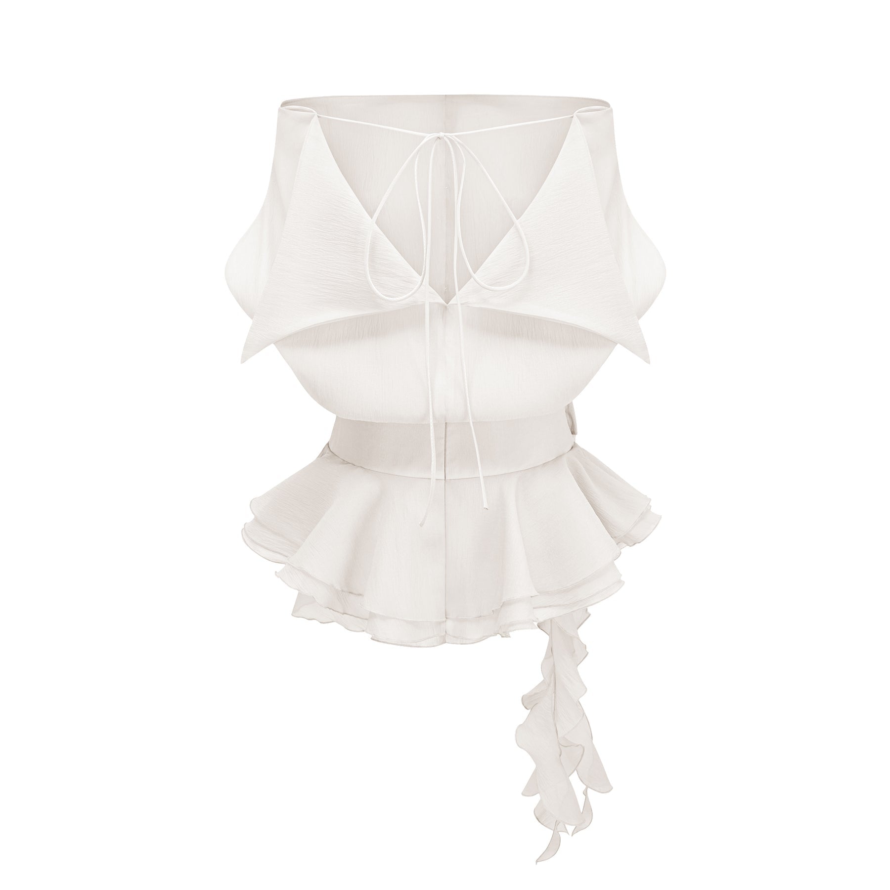 Amélie Womens White Floral Appliqué Flounced Mini Dress