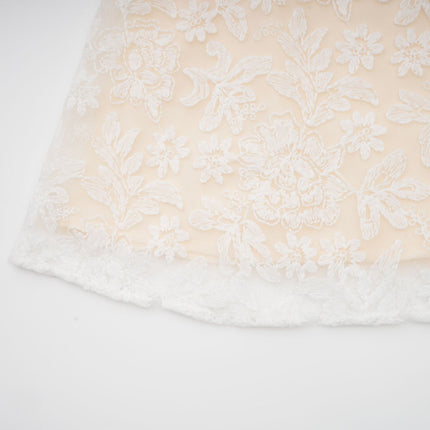 Amelina White Embroidered Midi Dress Spaghetti Straps Bustier Bodice Zipfastening Cotton Viscose Luxury Refinement