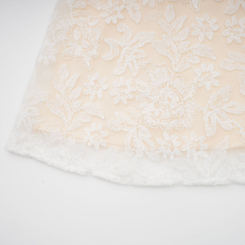 Amelina White Embroidered Midi Dress Spaghetti Straps Bustier Bodice Zipfastening Cotton Viscose Luxury Refinement