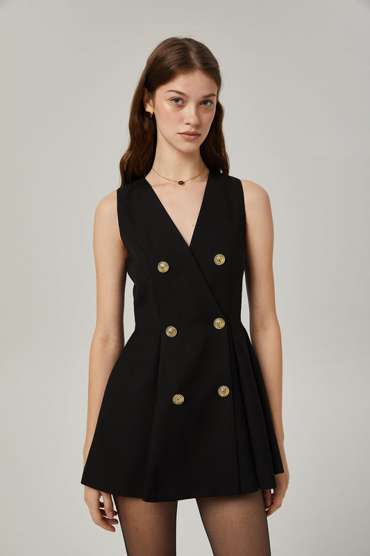 Amira doublebreasted flared mini dress