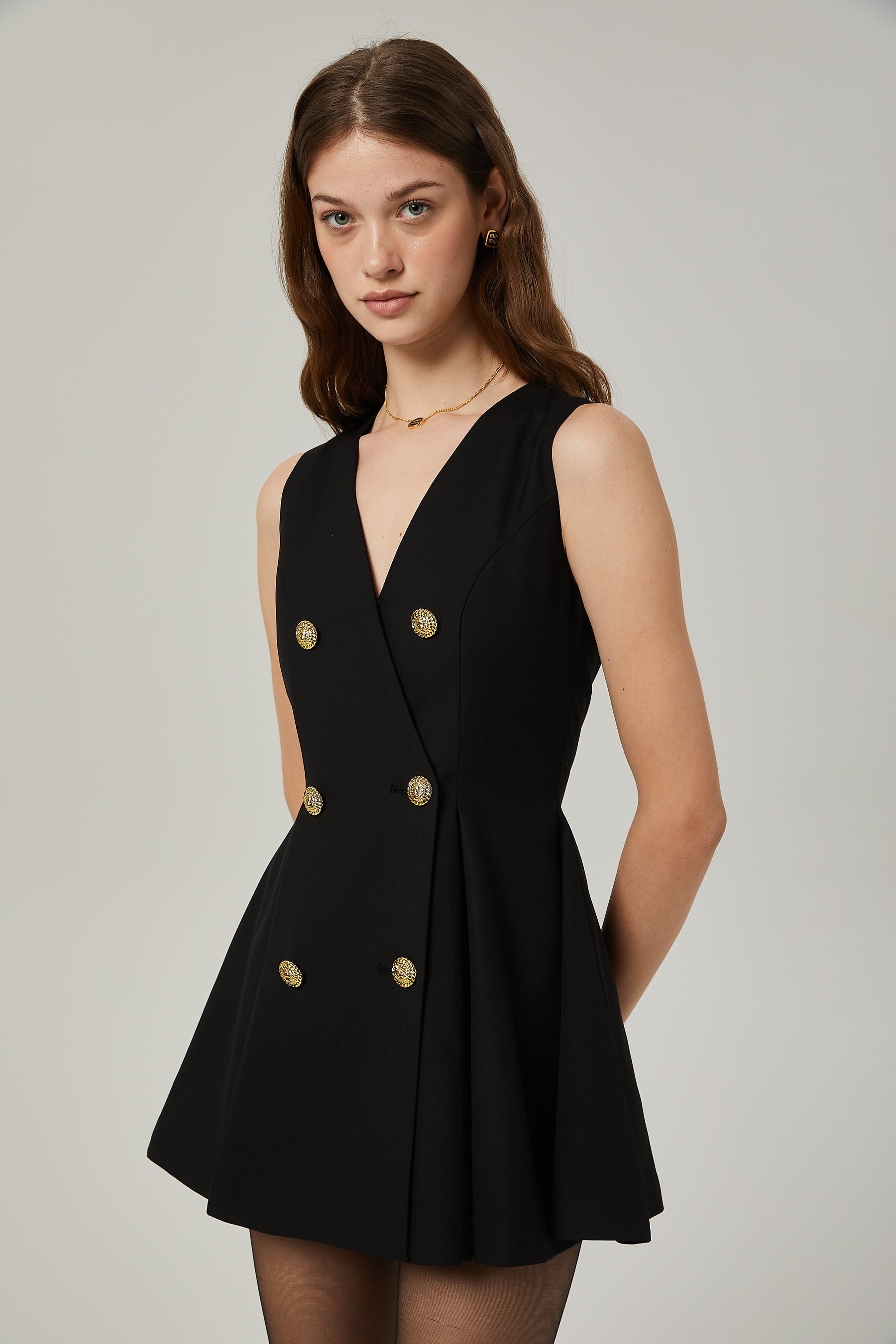 Amira doublebreasted flared mini dress
