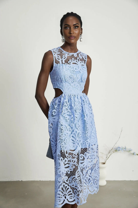 Amy Blue Floral Midi Dress