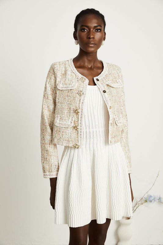 Anaïs neutrals sequinembellished tweed jacket