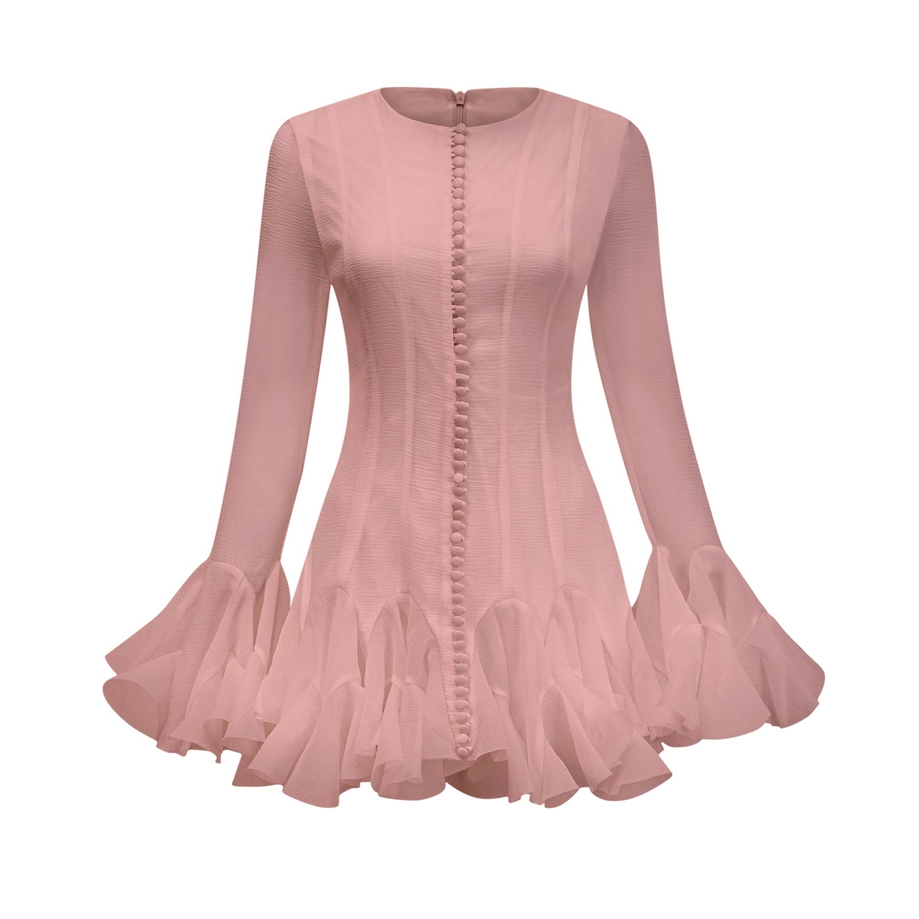 Anaïs semisheer flared mini dress