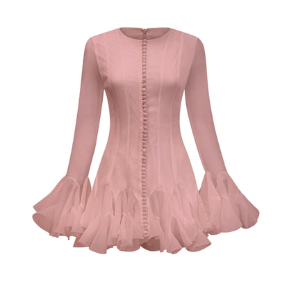 Anaïs semisheer flared mini dress