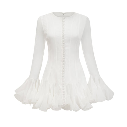 Anaïs semisheer flared mini dress