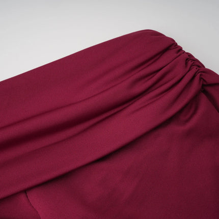 Anastasia Burgundy One Shoulder Gathered Maxi Dress