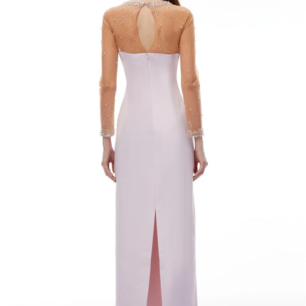 Anastasie Pink Embellished Maxi Dress with Tulle