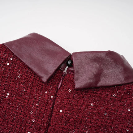 Ancora Red Embellished Tweed Mini Dress