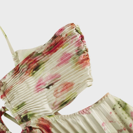 Andréa cutout floralprint pleated maxi dress