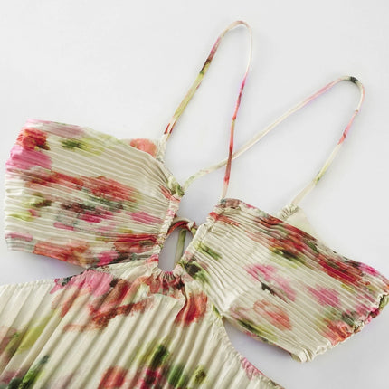 Andréa cutout floralprint pleated maxi dress