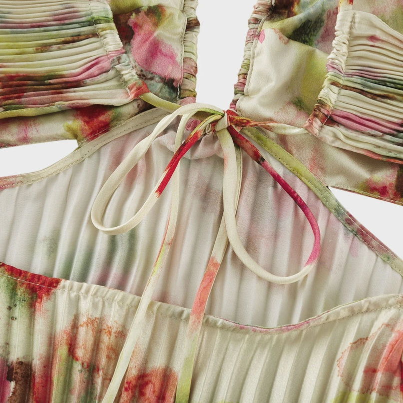 Andréa cutout floralprint pleated maxi dress