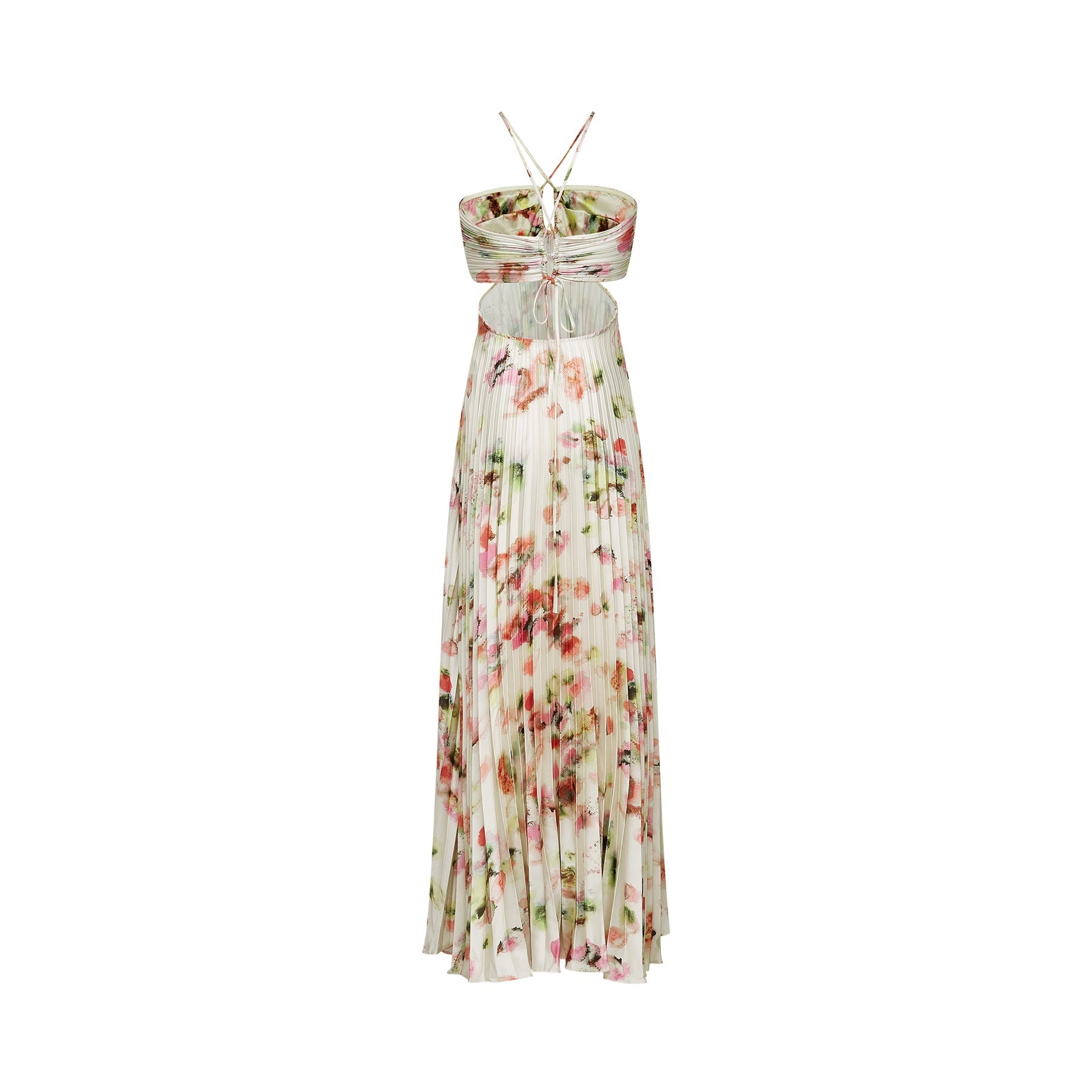 Andréa cutout floralprint pleated maxi dress