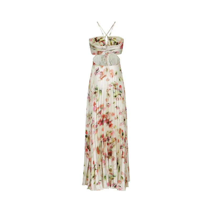 Andréa cutout floralprint pleated maxi dress