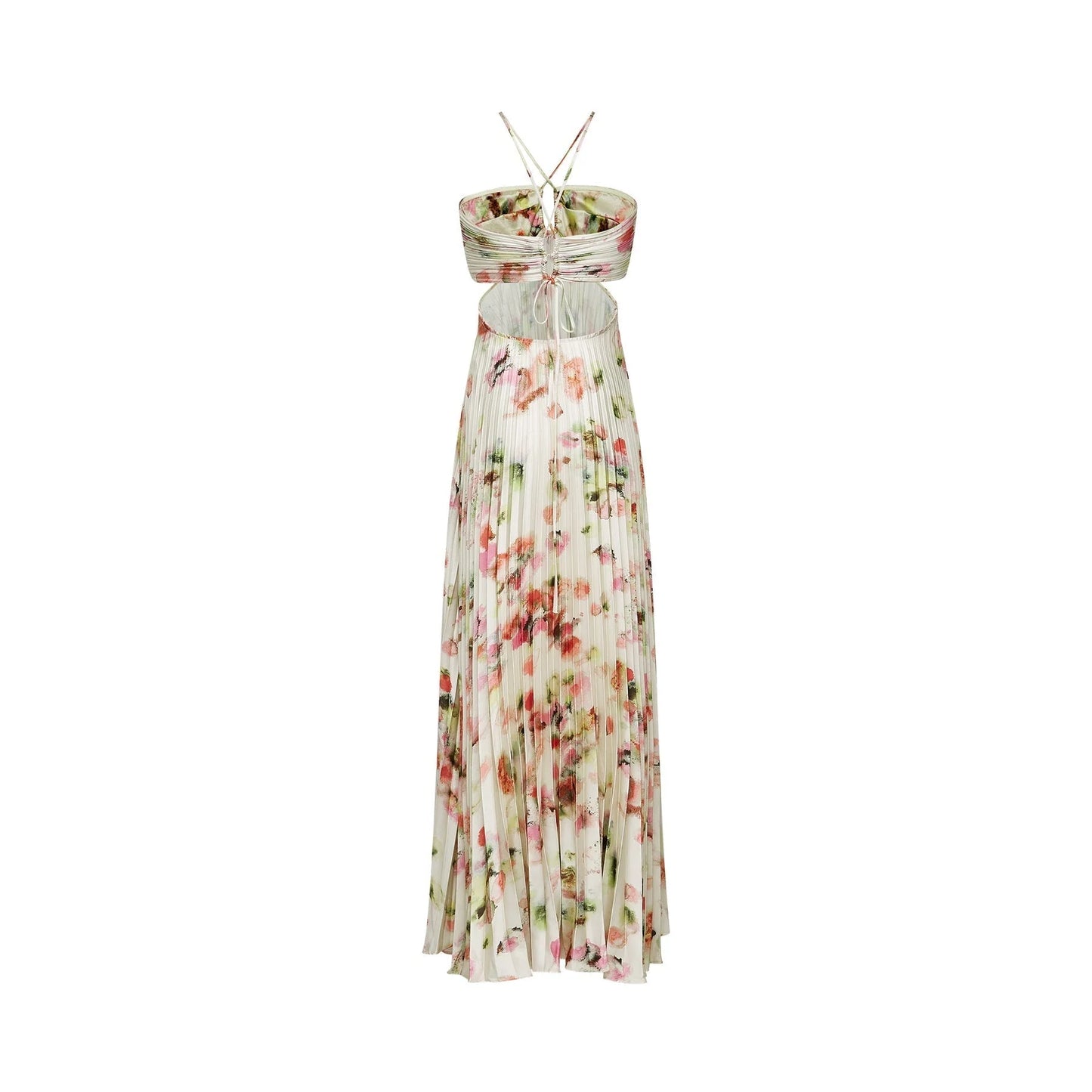 Andréa cutout floralprint pleated maxi dress