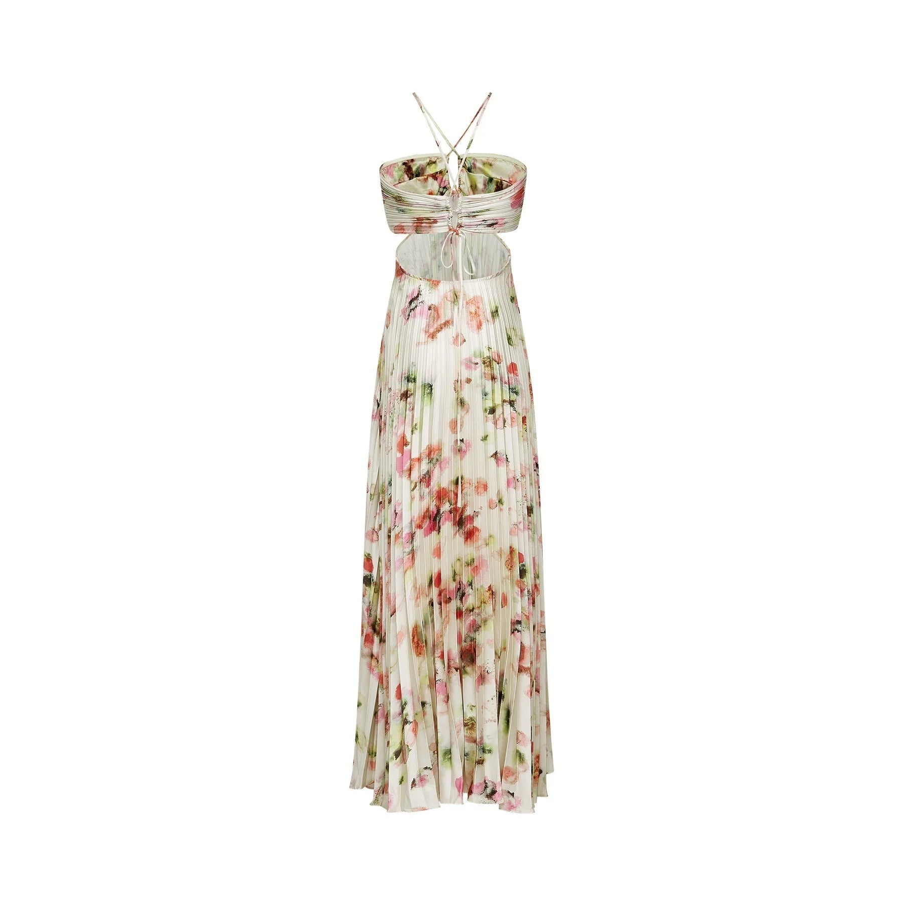 Andréa cutout floralprint pleated maxi dress