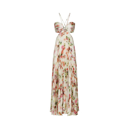 Andréa cutout floralprint pleated maxi dress