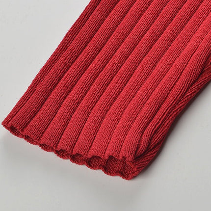 Angel wearing Bright Red V-Neck Button-Down with Black Accents