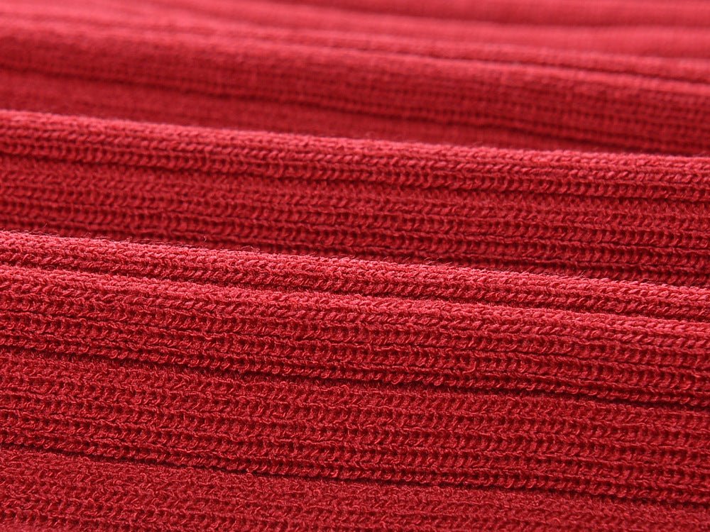 Angel wearing Bright Red V-Neck Button-Down with Black Accents