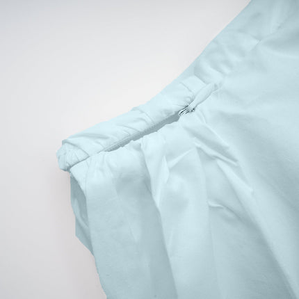 Angel Shirt Blue asymmetrical ruched detailing spread collar long sleeves chic cropped length 100% Terylene fiber luxury comfort versatile shirt day evening statement