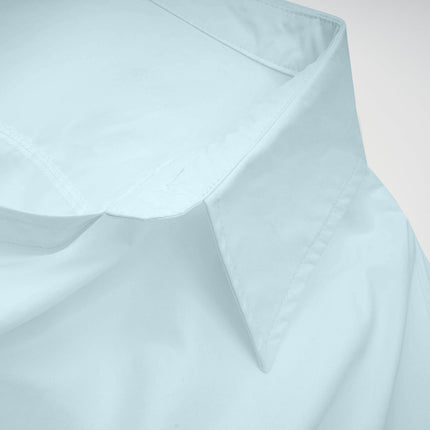 Angel Shirt Blue asymmetrical ruched detailing spread collar long sleeves cropped length 100% Terylene fiber luxury comfort versatile