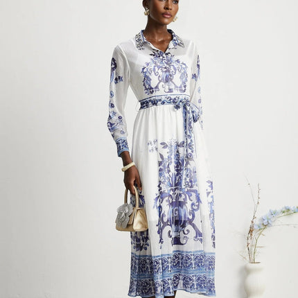 Angela Blue Crystal Embellished Midi Dress Viscose Silk Blend