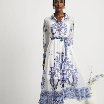 Angela Blue Crystal Embellished Midi Dress