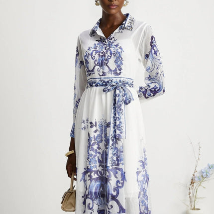 Angela Blue Crystal Embellished Midi Dress