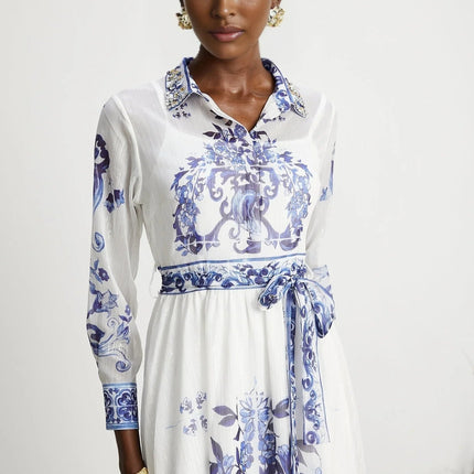 Angela Blue Crystal Embellished Midi Dress