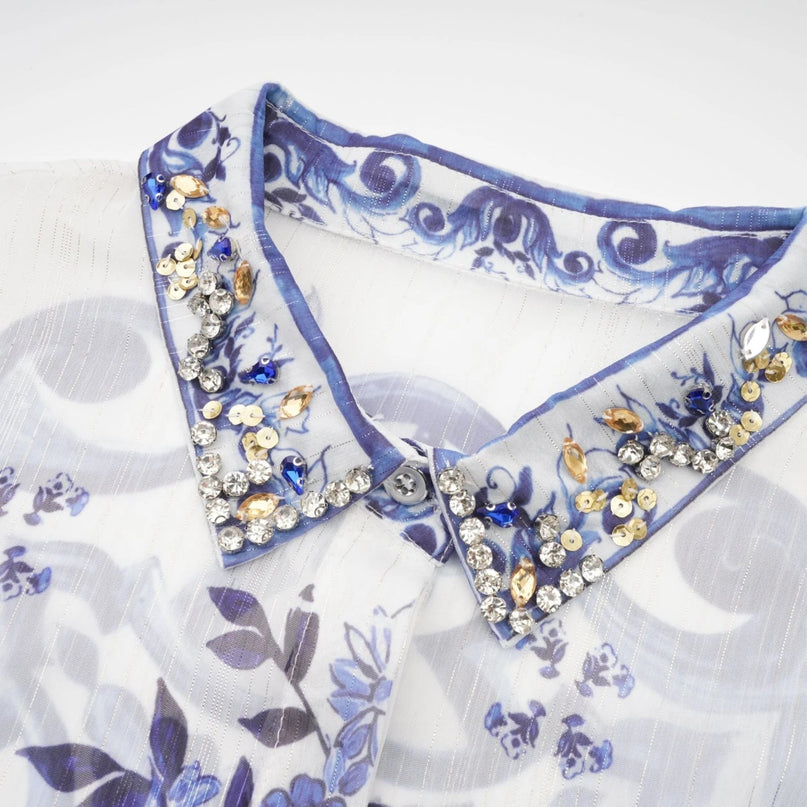 Angela Blue Crystal Embellished Midi Dress