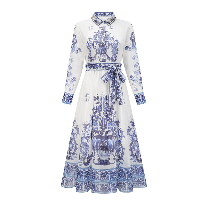 Angela Blue Crystal Embellished Midi Dress