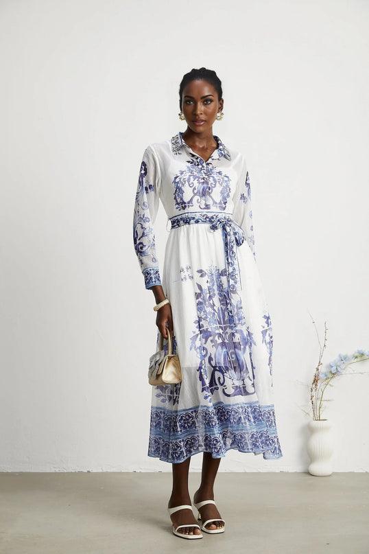 Angela Blue Crystal Embellished Midi Dress